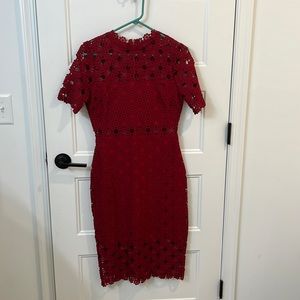 Wore 1 time to an event. Deep burgundy/red color. Size small.